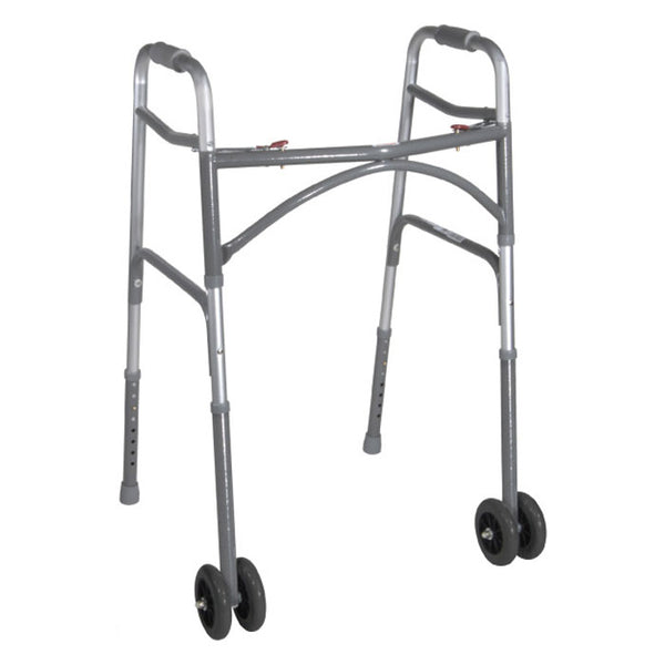 Bariatric Aluminum Adult 2-Button Folding Walker with Wheels