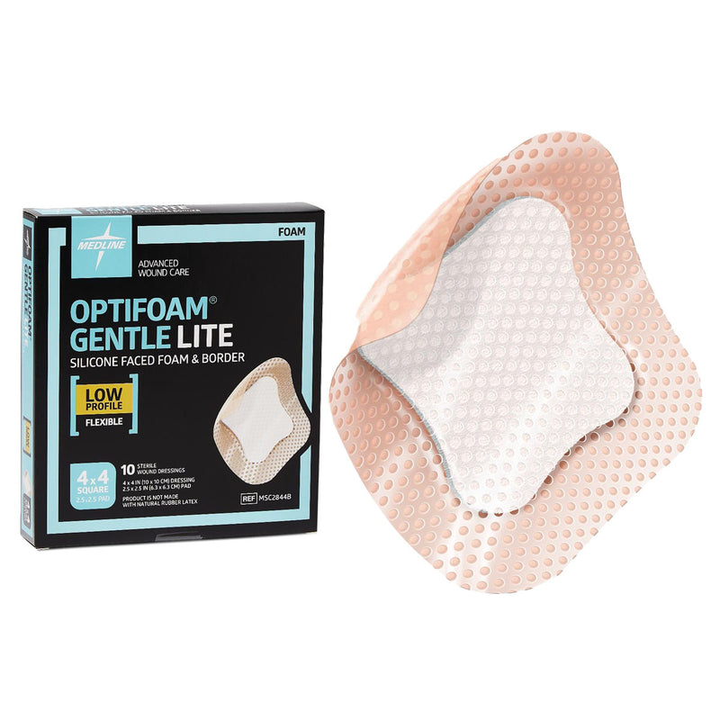 Optifoam Gentle Lite Foam Dressing with Border, 4" x 4"