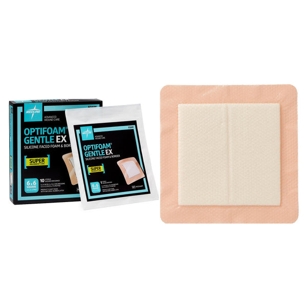 Optifoam Gentle EX Silicone-Faced Foam Dressing with Border, 6" x 6"