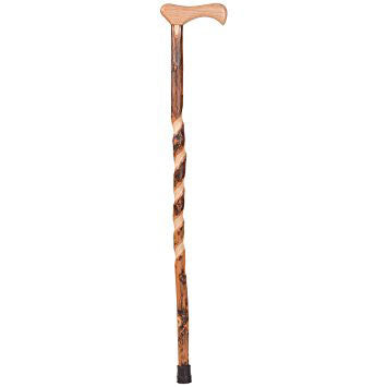 Brazos Free Form Twisted Hickory Handcrafted Wood Cane with Derby Handle, 37"