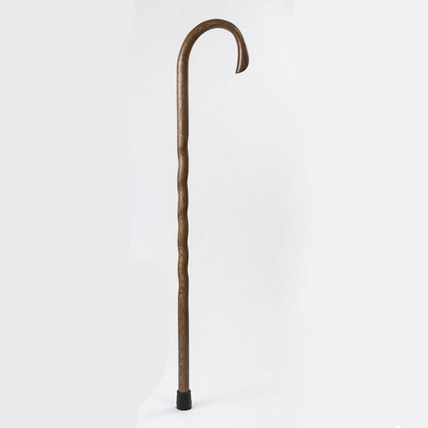 Brazos Twisted Oak Crook Neck Classic Wood Cane, Brown