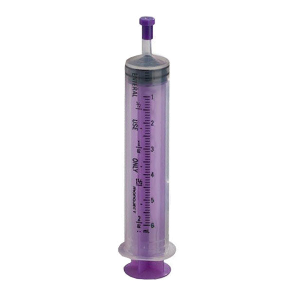 Monoject Purple Oral Syringe, Sterile, 6 ml