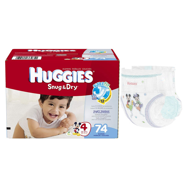HUGGIES Snug and Dry Diapers, Size 4, BIG Pack, 74 Count