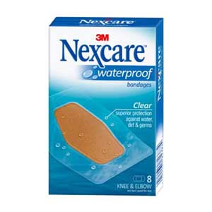 Nexcare Waterproof Bandage Knee and Elbow, Clear