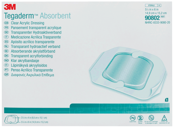 Tegaderm Clear Absorbent Acrylic Dressing 4-2/5" x 5" Oval