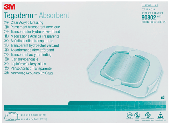 Tegaderm Clear Absorbent Acrylic Dressing 5-9/10" x 6"