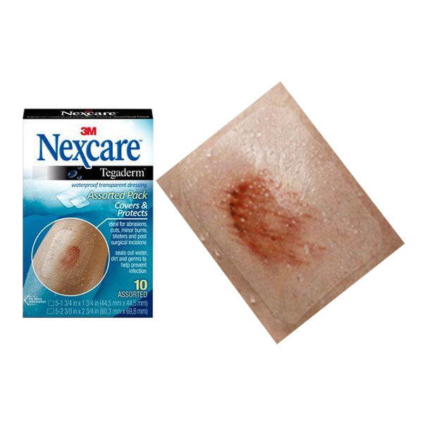 Nexcare Tegaderm Waterproof Transparent Dressing, 10 Count, Assorted Sizes