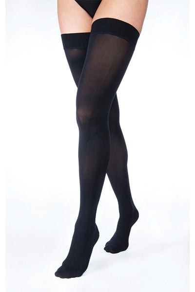 UltraSheer Thigh High with Silicone Band, 20-30, Closed, Medium, Classic Black