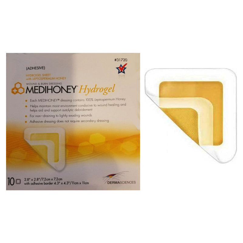 MediHoney Hydrogel Adhesive Dressing, 2.8" x 2.8", Sterile BuyMedical.com MediHoney Hydrogel Adhesive Dressing, 2.8" x 2.8", Sterile BuyMedical.com