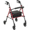 4-Wheel Rollator Red, 6" Casters, Aluminum