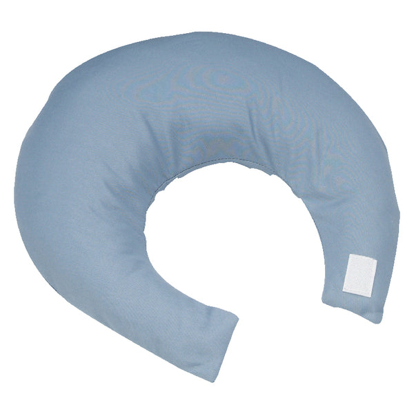 Comfy Crescent Pillow with Blue Satin Zippered Cover