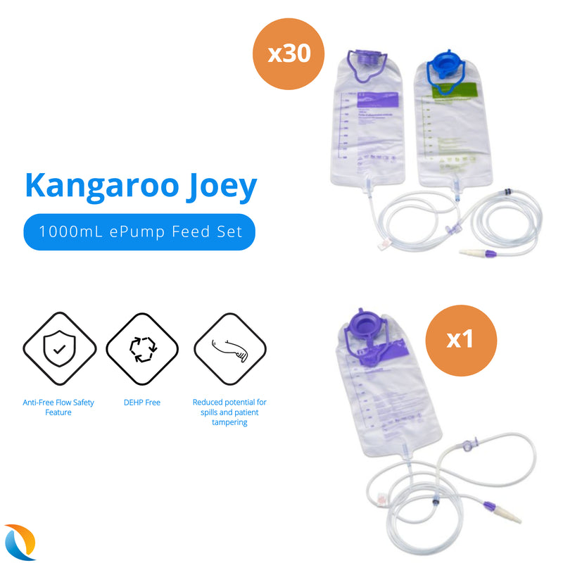Kangaroo ePump Feed Set with 1,000-mL Flush Set
