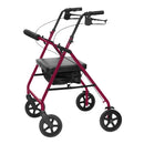 Bariatric Aluminum Rollator, 8" Wheels, Burgundy