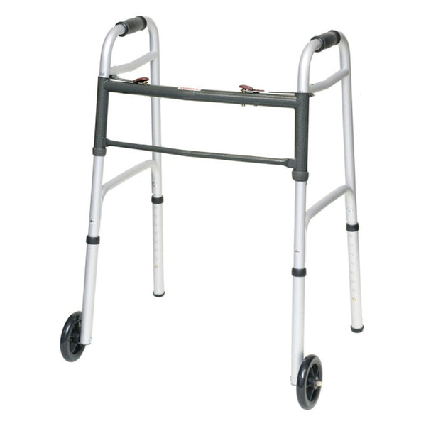 ProBasics Two-Button Aluminum Walker with 5" Wheels, Adult