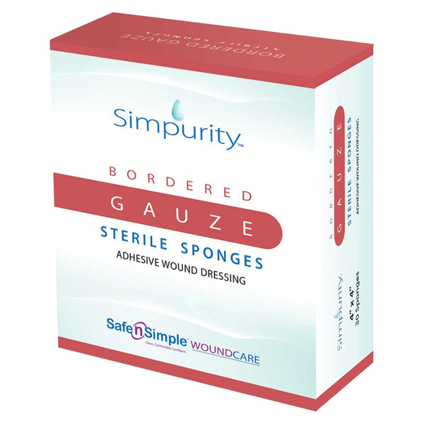 Simpurity Bordered Gauze Sponges, Sterile, 6" x 6.75"