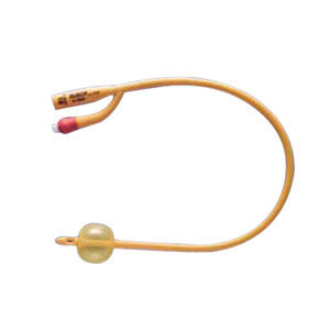 Gold 2-Way Silicone-Coated Foley Catheter 18 Fr 30 cc