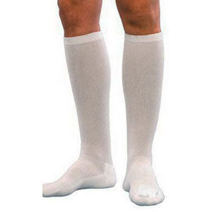 Knee-High Cushioned Cotton Compression Socks Size B 9" - 11" Shoe, White