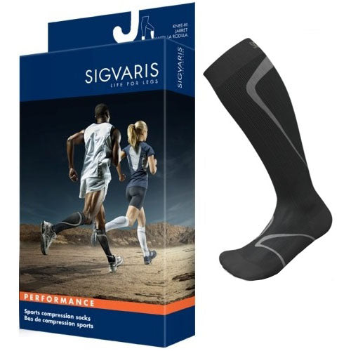 Performance Sock Calf, 20-30 mmHg, Size XL, Closed Toe, Black