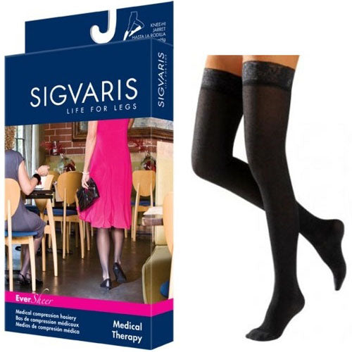 EverSheer Thigh-High with Grip-Top, 30-40, Medium, Long, Closed, Black