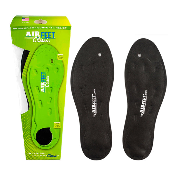 AirFeet CLASSIC Black Insoles, Size 1X, Pair