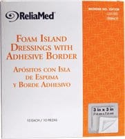 ReliaMed Sterile Latex-Free Foam Island Dressing with Adhesive Border 3" x 3" with 2" x 2" Pad