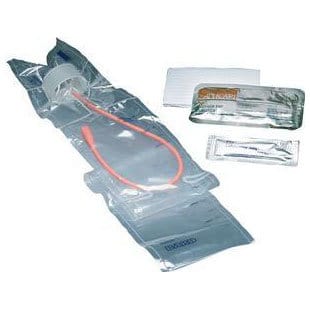 TOUCHLESS Male Red Rubber Intermittent Catheter Kit 14 Fr 1100 mL
