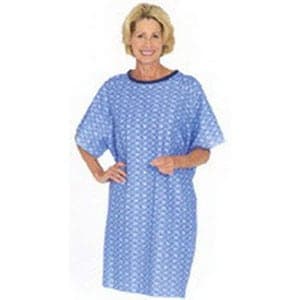 Tieback Patient Gown, Blue Plaid, One Size