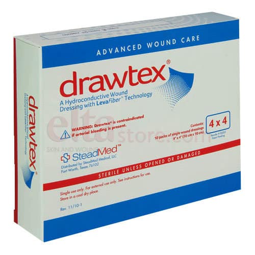 Drawtex Hydroconductive Dressing with Levafiber, 4" X 4"