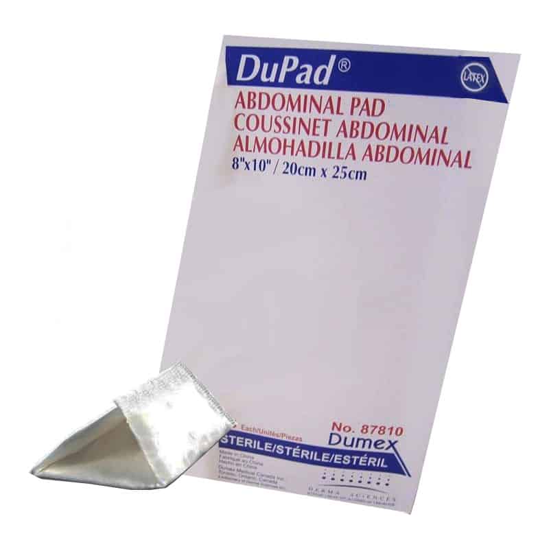 Dupad Sterile Abdominal Pads, Sealed End, 8" x 10"