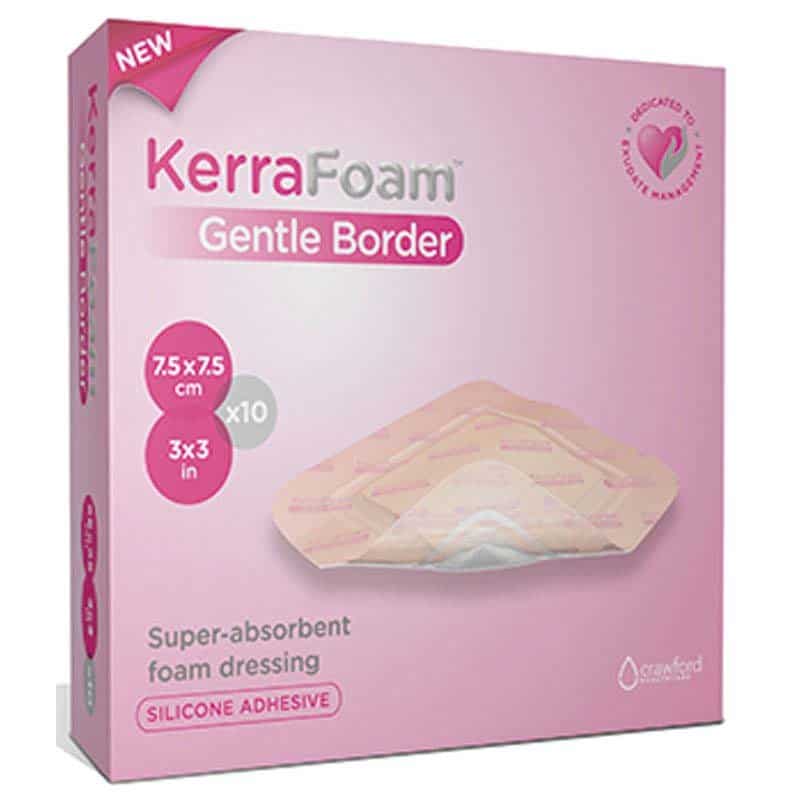 KerraFoam Gentle Border Absorbent Dressing, 4" x 4"