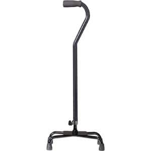 Quad Cane with Large Base and Vinyl Contoured Grip, Chrome