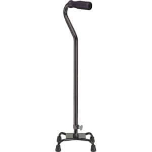 Quad Cane with Small Base and Vinyl Contoured Grip, Chrome