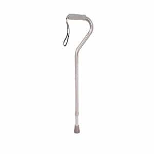 Walking Cane with Offset Handle with Foam Rubber Grip, Silver