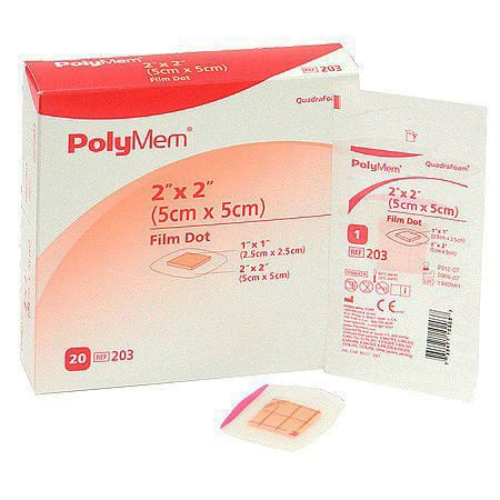 PolyMem Film Dot PolyMeric Membrane Dressing, 2" x 2"