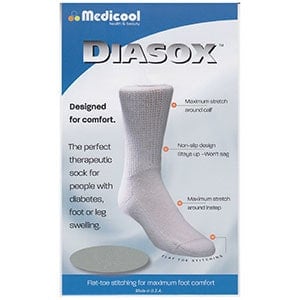 Diasox Seam-Free Diabetes Socks Large, White