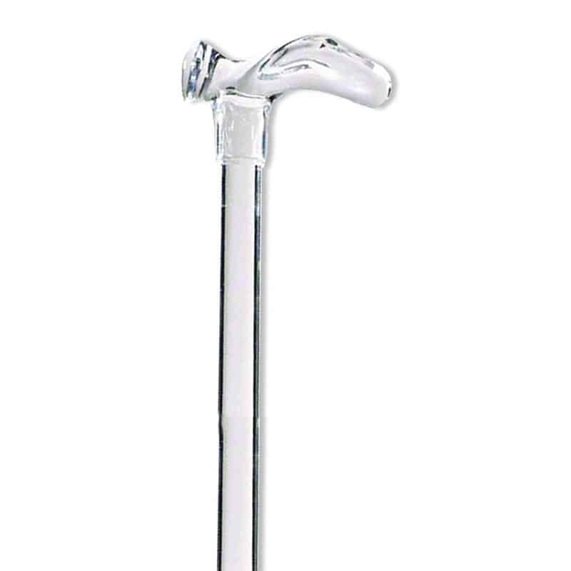 Contour Right Handle Lucite Cane, Clear, 7/8" dia.