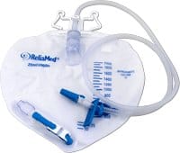 ReliaMed Premium Vented Drainage Bag with Double Hanger Anti-Reflux Valve 2,000 mL