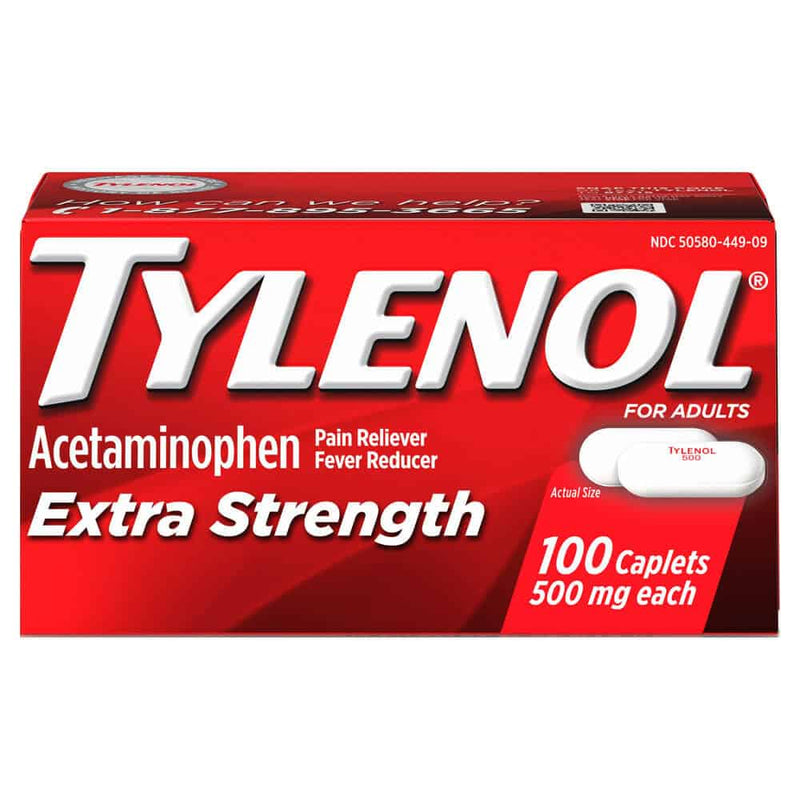 Tylenol Extra Strength, 500 mg Acetaminophen caplet, 100 count