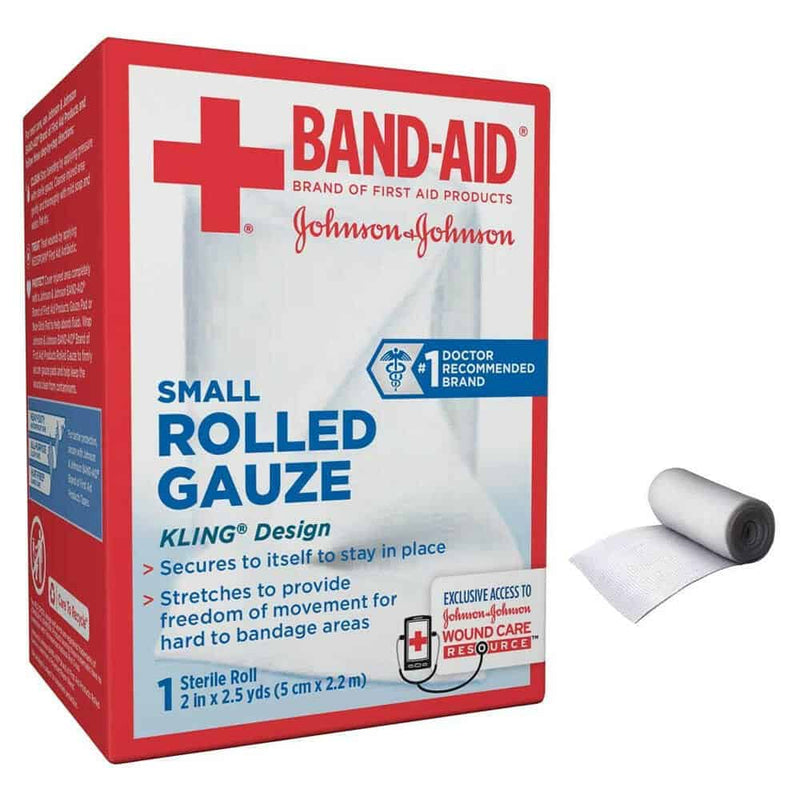 J AND J Band-Aid First Aid Rolled Gauze, 2" x 2.5 Yards