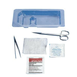 Suture Removal Tray with Plastic Forceps and Scissors