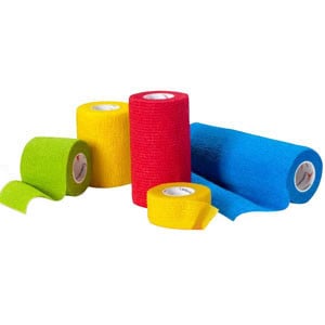 Cardinal Health Self-Adherent Bandage, 4" x 5 yds, Assorted Color Pack (3 rolls each of blue, green, red and yellow)