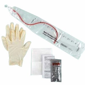 TOUCHLESS Plus Unisex Red Rubber Intermittent Catheter Kit 12 Fr 1100 mL