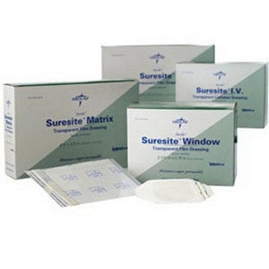 Suresite Transparent Window Film Dressing 4" x 4-1/2" Square